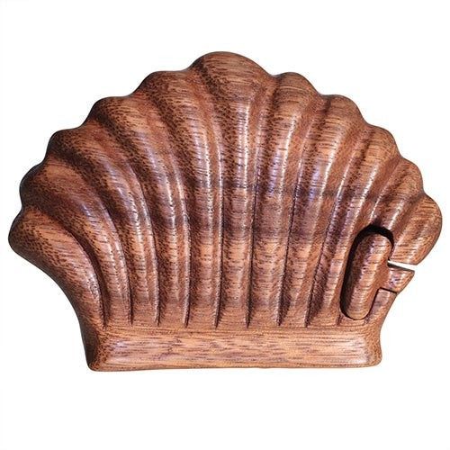 Magic Wooden Puzzle Box - Hidden Compartment - Sea Shell - New - Fast Delivery