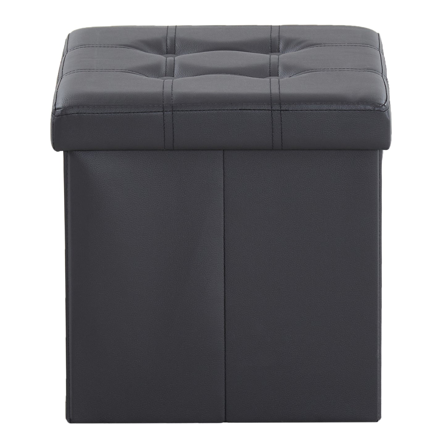 Footstool Storage Foldable PVC MDF Black 38 x 38 x 38 cm