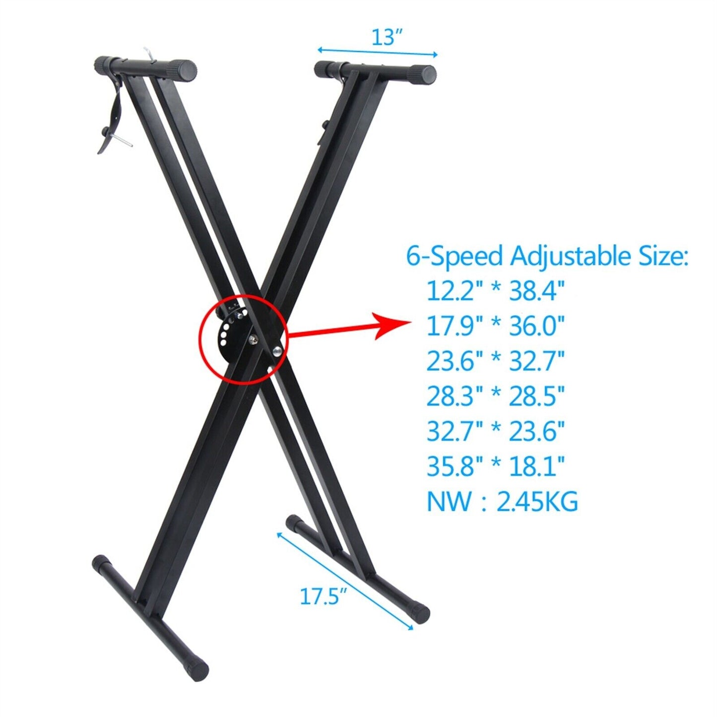 Keyboard Stand Dual-tube X-Shape Black Foldable Height Adjustable Fast Delivery