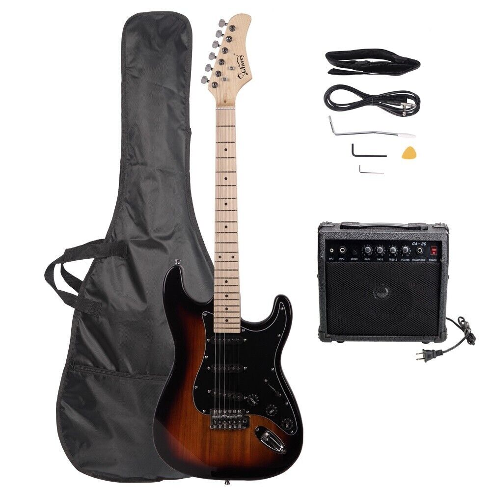 Electric Guitar Kit Sunset Colour Speaker Bag Cable Pick Glarry Fast Delivery