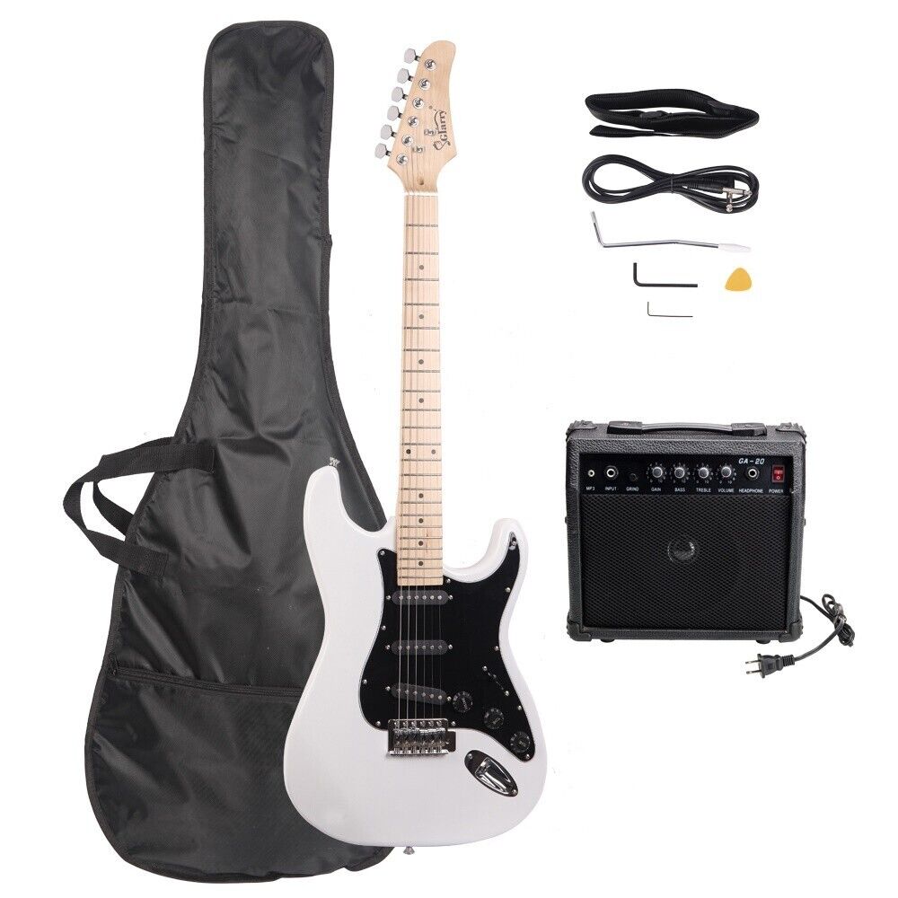 Electric Guitar Kit Bag Speaker White Glarry GST Stylish Kit